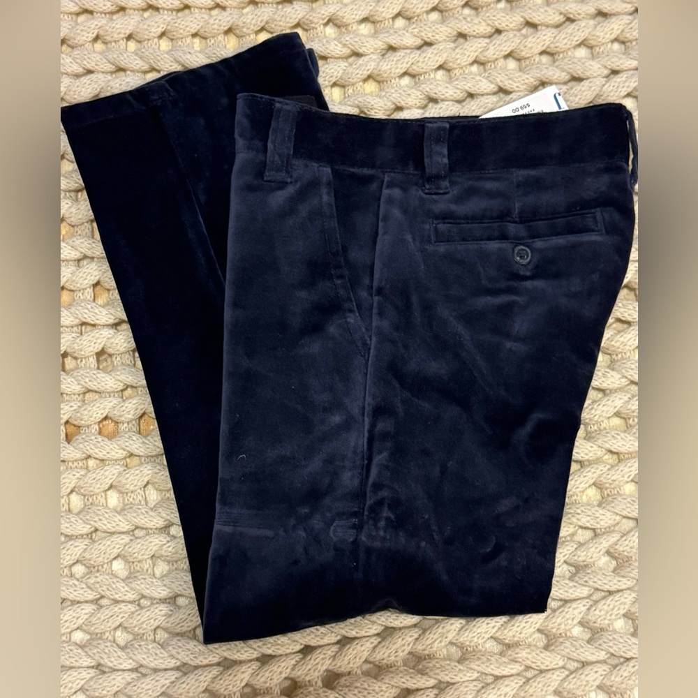 Janie and Jack Navy Velour Boy Pants Size 5